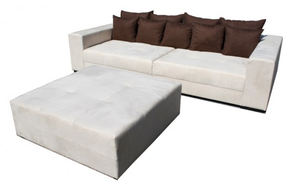 Big Sofa XXL inkl. Hocker Alcatex Beige